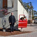 "Eaman" Americana Art, Bronze Dog in old Ford Car door. Limited Edition 24.