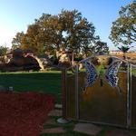 Bronze, Stainless Steel, Steel and iridized glass Butterfly Entry Gate to the Sculpture Garden.