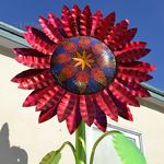 Close up of 14 foot tall Sunflower 
Stainless Steel and Iridized Glass Mosaic 